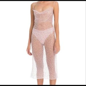 Dyspnea Madonna Pink Slip Beaded Midi Dress